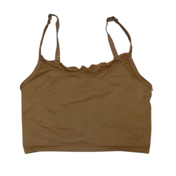 Aerie Tan Ribbed Knit Bra crop Cami Top, XL - Picture 1 of 6